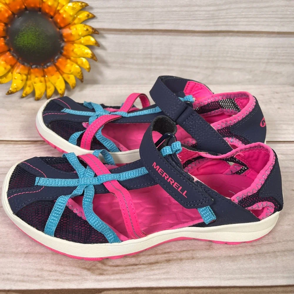 Merrell Hydro Big Girls Water Sandals Navy Pink Size 4M